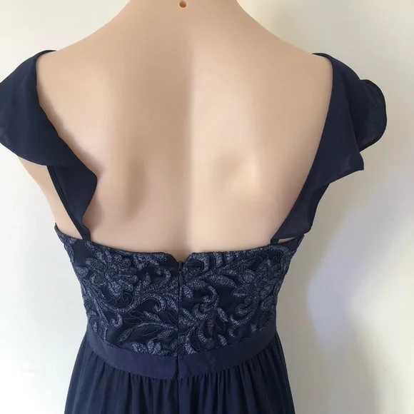 🌿 REVIEW 🌿 Liliana Navy Blue Formal Maxi Dress Full Length Cross Straps Size 8 - Picture 8 of 10